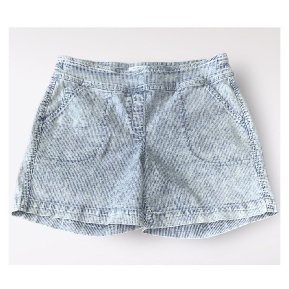 Westbound Blue~White Striped Stretchy Pull On Casual Modest Shorts Pockets 14P